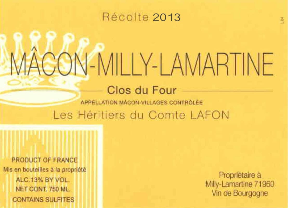 Domaine des Comtes Lafon Macon-Milly-Lamartine Clos du Four 2013 Front Label