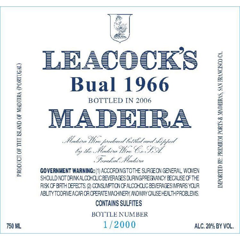 Leacock's Bual 1966 Front Label