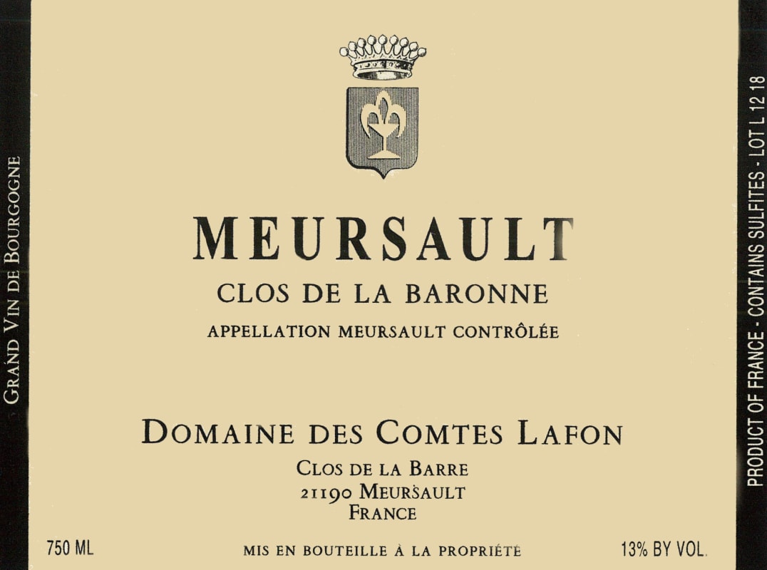 Domaine des Comtes Lafon Meursault Clos de la Baronne 2013 Front Label