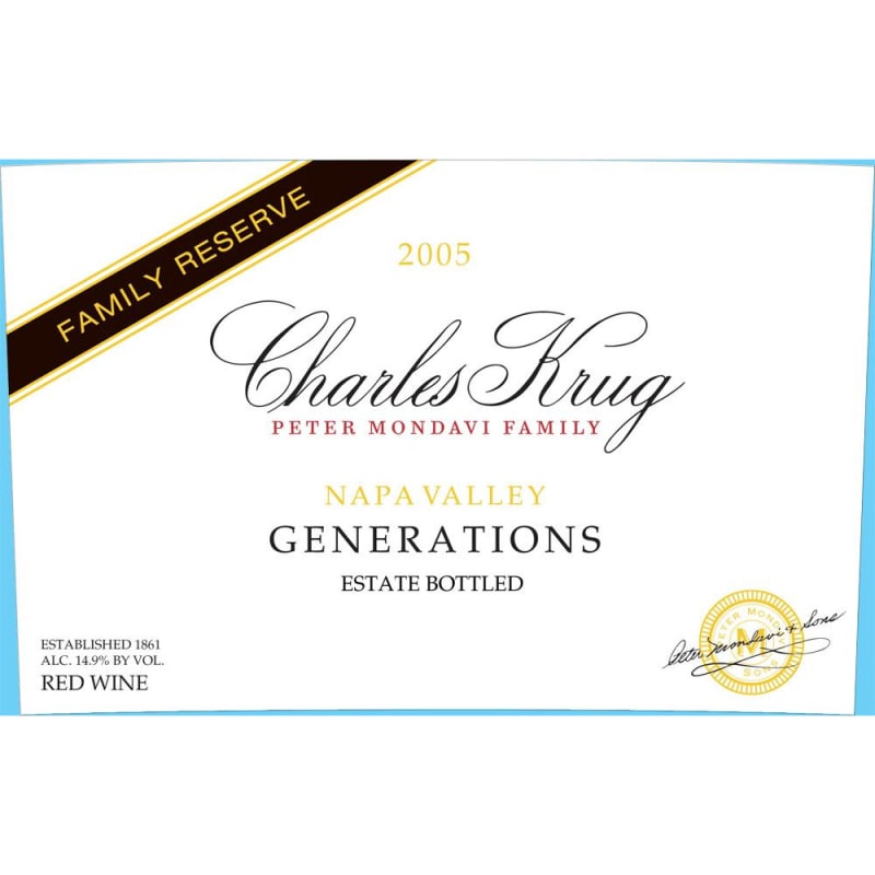Charles Krug Family Reserve Generations 2005 Front Label