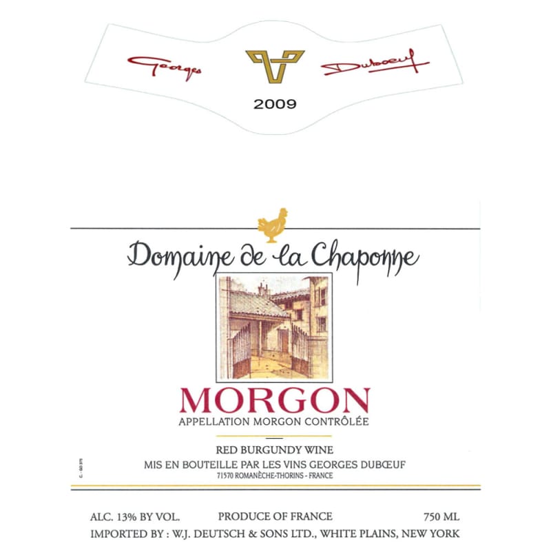 Duboeuf Morgon Domaine de la Chaponne 2009 Front Label