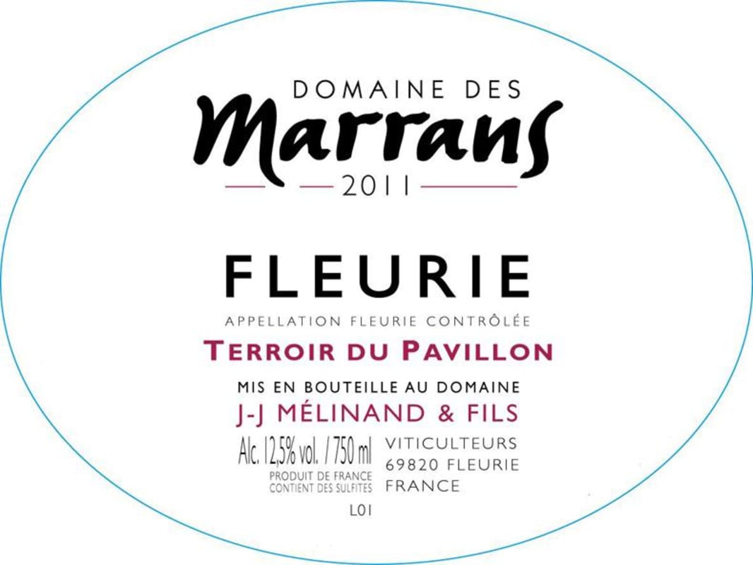 Domaine des Marrans Fleurie Terroir du Pavillon 2011 Front Label