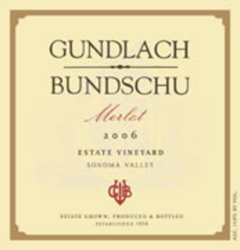 Gundlach Bundschu Merlot 2006 Front Label