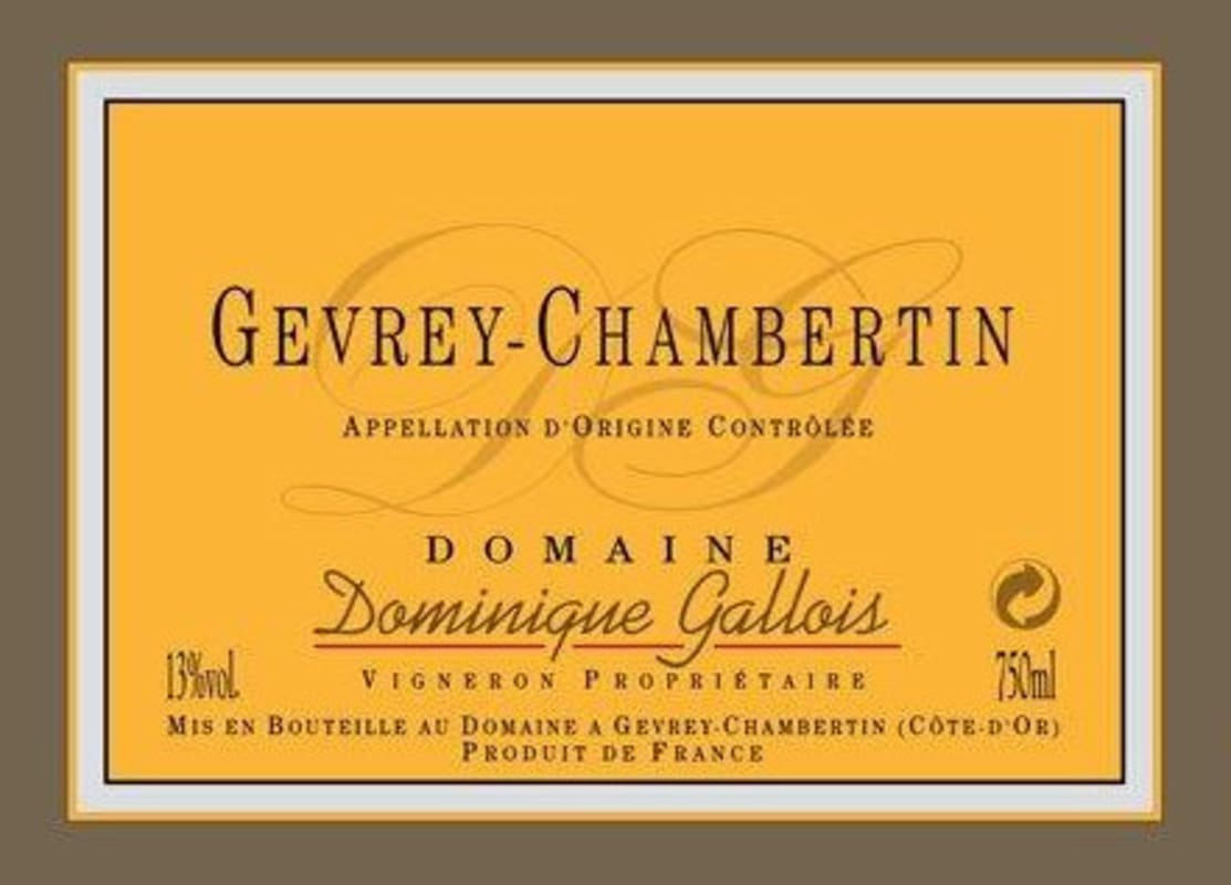 Dominique Gallois Gevrey-Chambertin 2012 Front Label