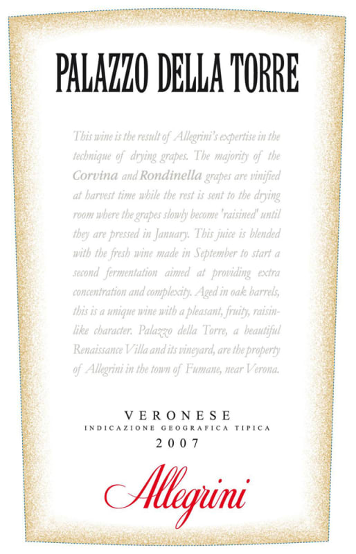 Allegrini Palazzo della Torre 2007 Front Label