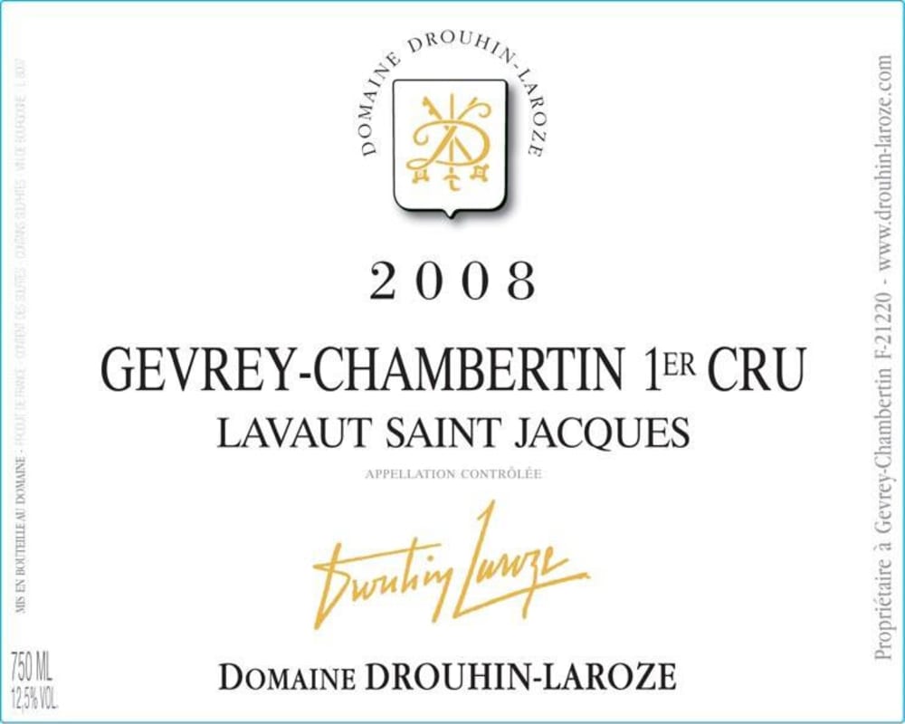 Domaine Drouhin-Laroze Gevrey-Chambertin Lavaut Saint Jacques Premier Cru 2008 Front Label