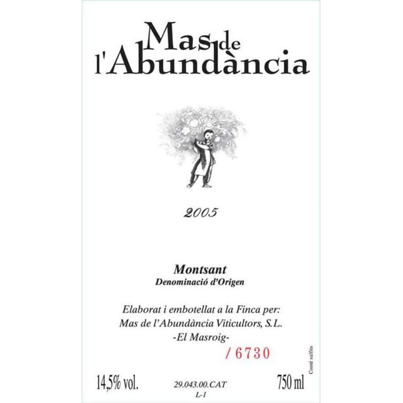Mas de l'Abundancia 2005 Front Label