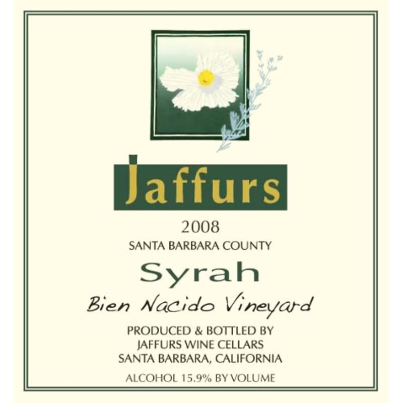Jaffurs Syrah Bien Nacido Vineyard 2008 Front Label