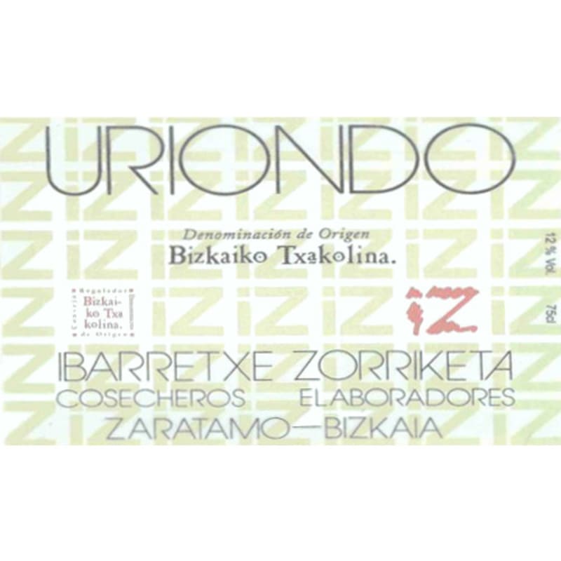 Uriondo Txakoli Bizkaiko Txakolina 2009 Front Label