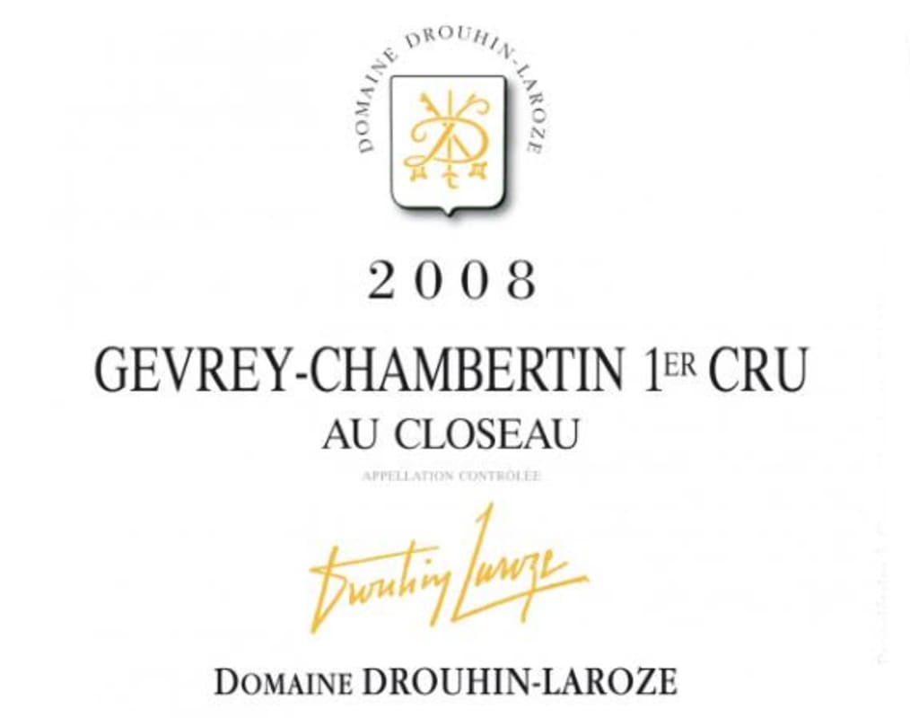Domaine Drouhin-Laroze Gevrey-Chambertin Au Closeau Premier Cru 2008 Front Label