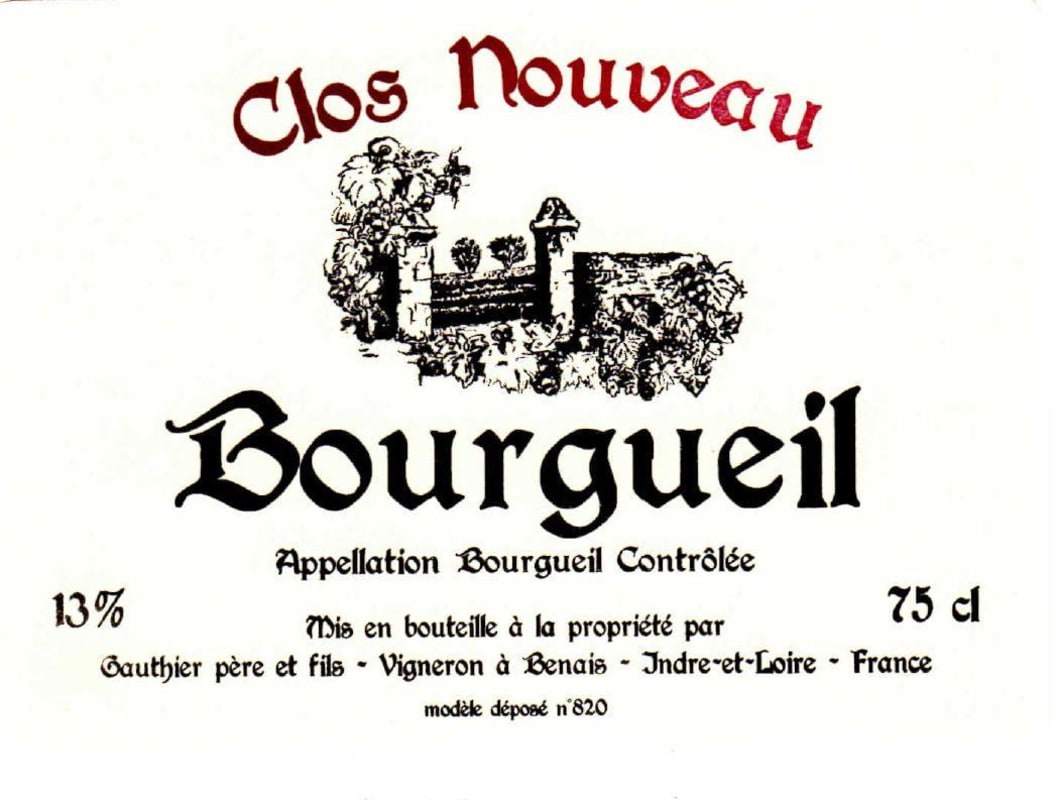 Domaine du Bel Air Clos Nouveau Bourgueil 2010 Front Label