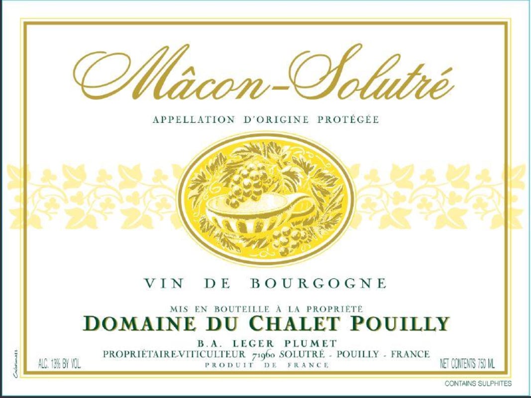 Chalet Pouilly Macon Solutre 2015 Front Label