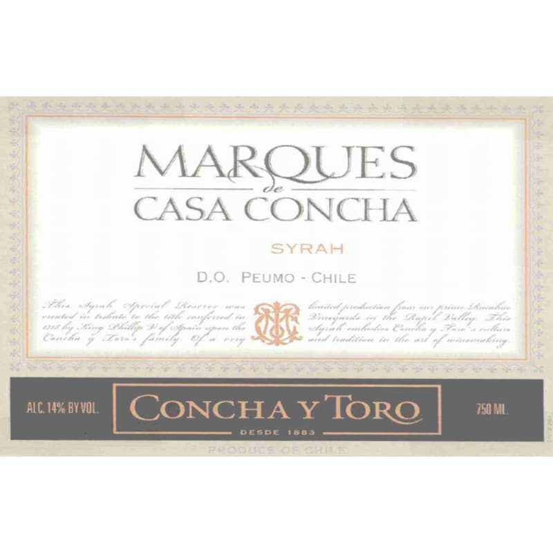 Concha y Toro Marques de Casa Concha Syrah 2007 Front Label