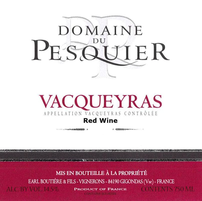 Domaine du Pesquier Vacqueyras 2010 Front Label