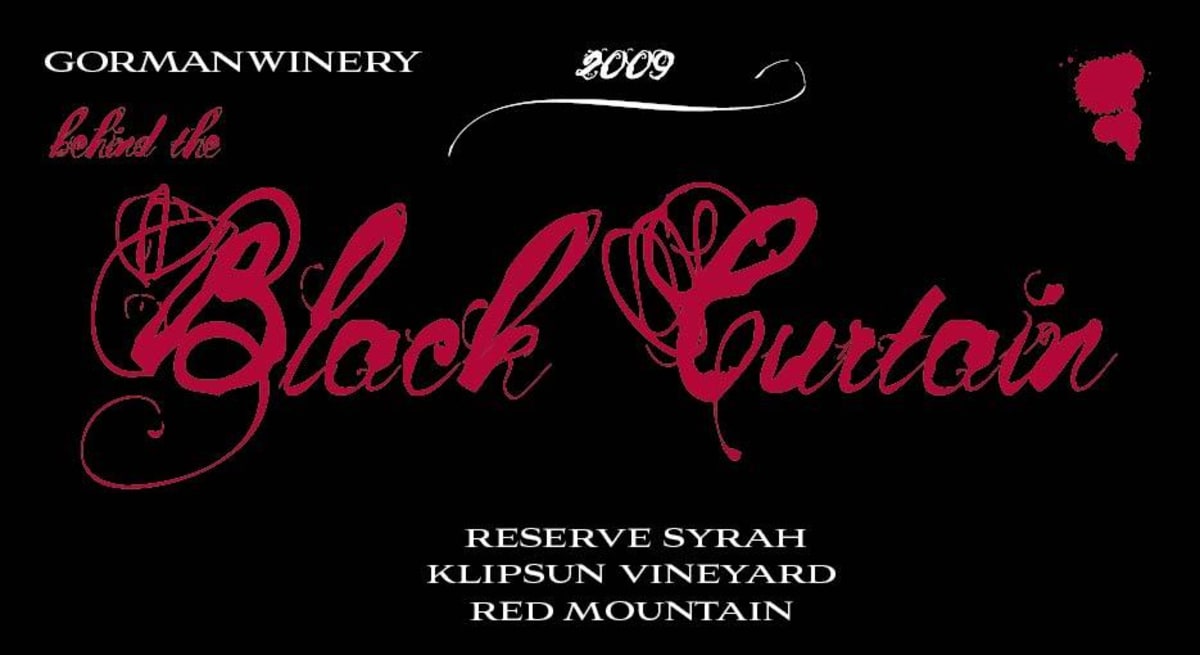 Gorman Behind the Black Curtain Reserve Syrah 2009 Front Label