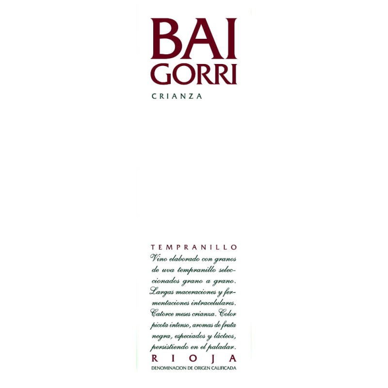Bodegas Baigorri Crianza 2005 Front Label
