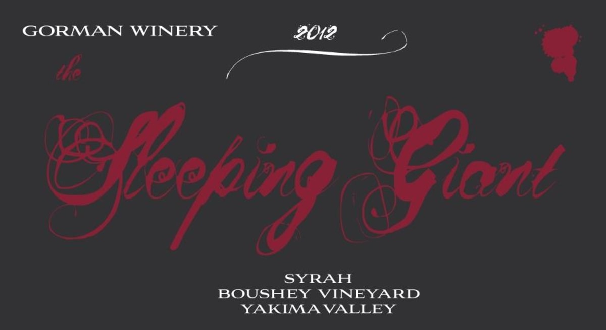 Gorman Sleeping Giant Boushey Vineyard Syrah 2012 Front Label