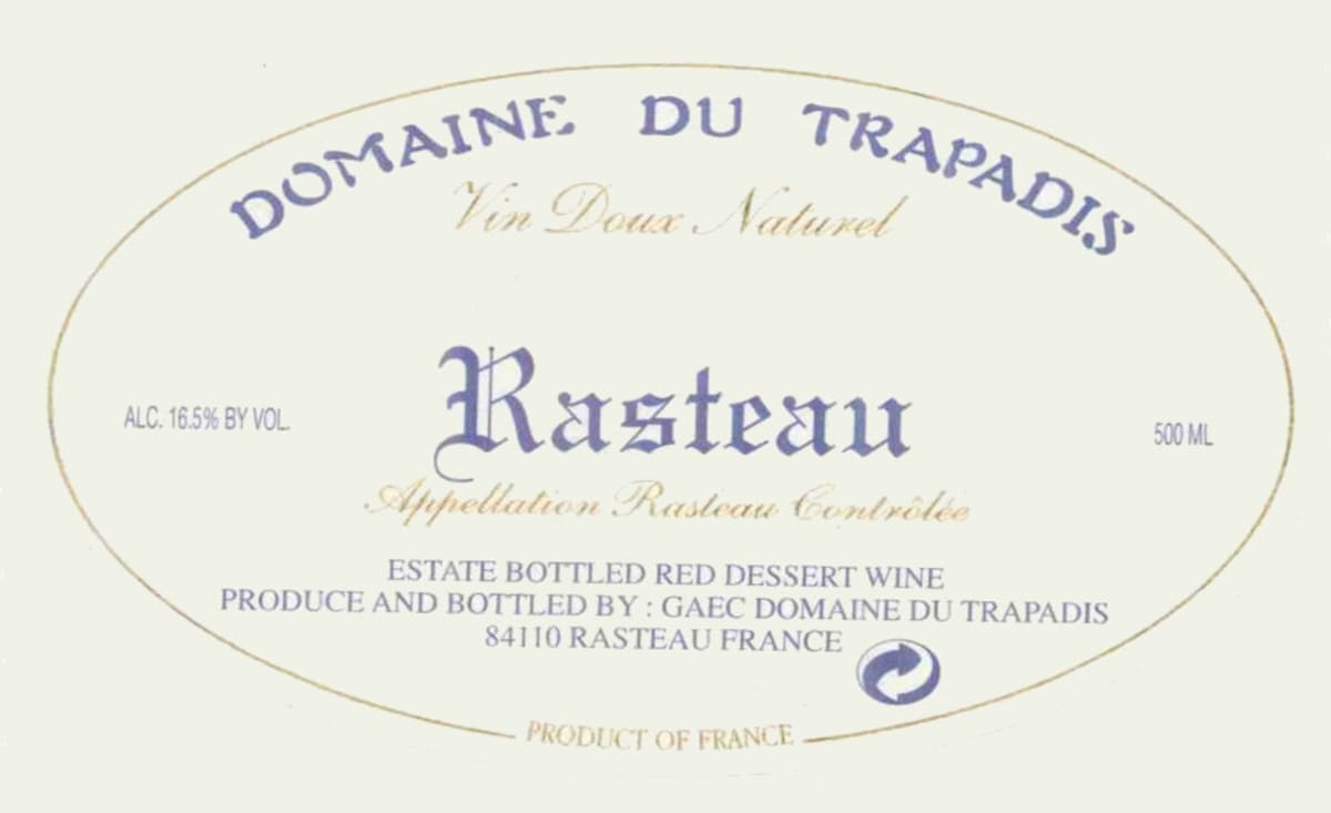 Domaine du Trapadis Rasteau Vin Doux Naturel 2013 Front Label