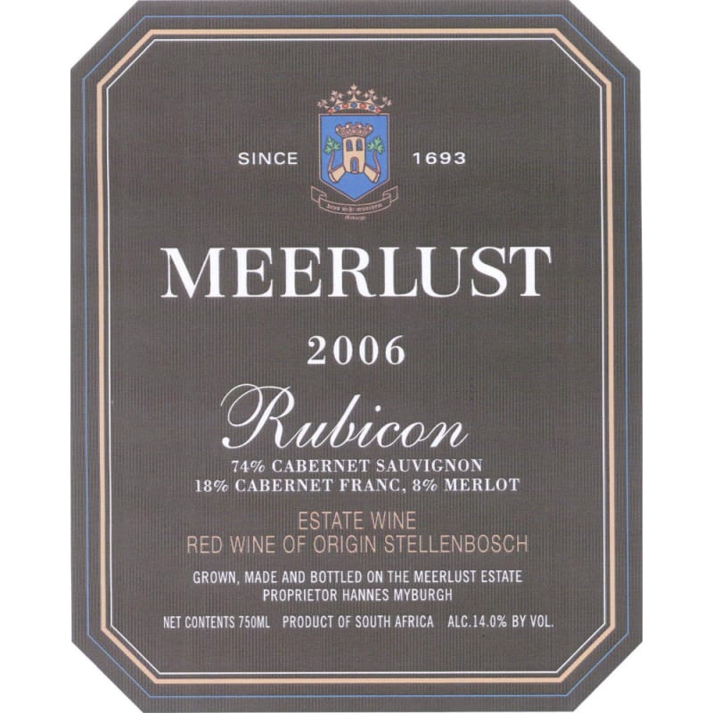 Meerlust Rubicon 2006 Front Label