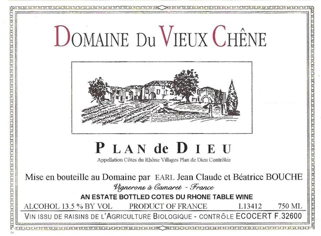 Domaine du Vieux Chene Plan de Dieu 2007 Front Label