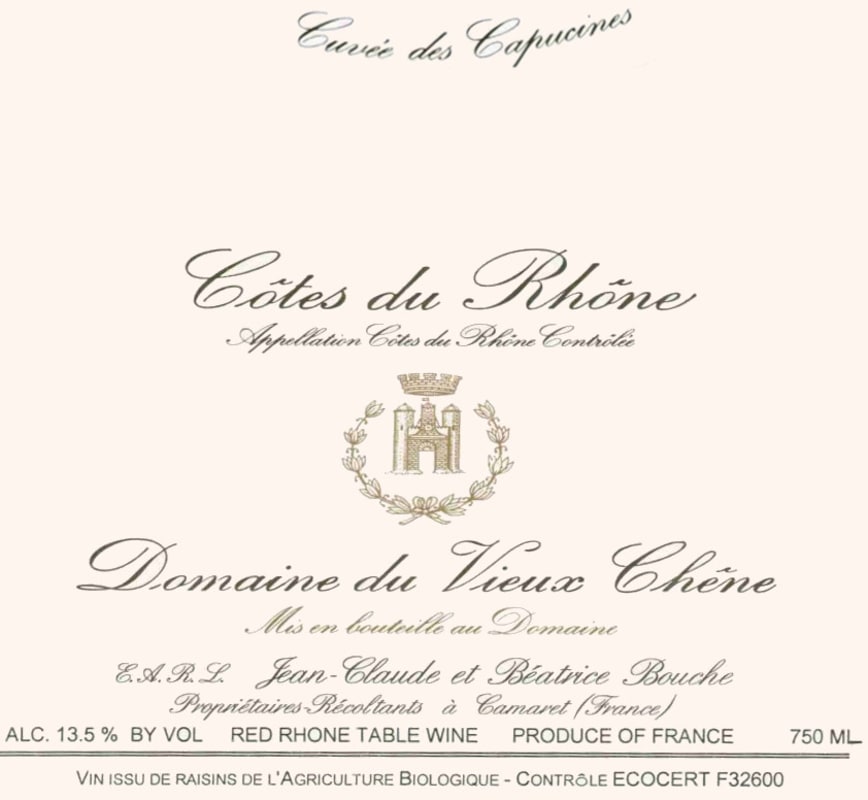 Domaine du Vieux Chene Cuvee des Capucines 2010 Front Label