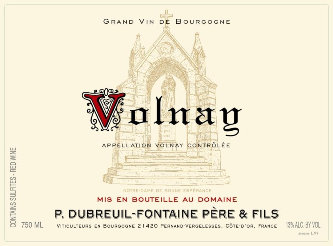 Domaine Dubreuil-Fontaine Volnay 2012 Front Label