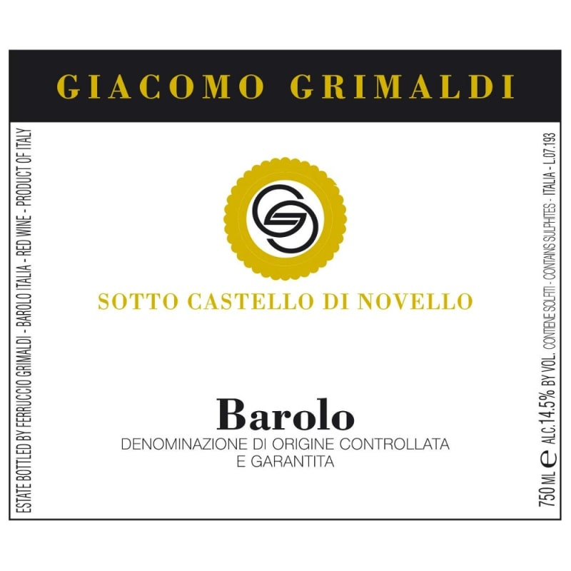 Giacomo Grimaldi Barolo Sotto Castello 2005 Front Label
