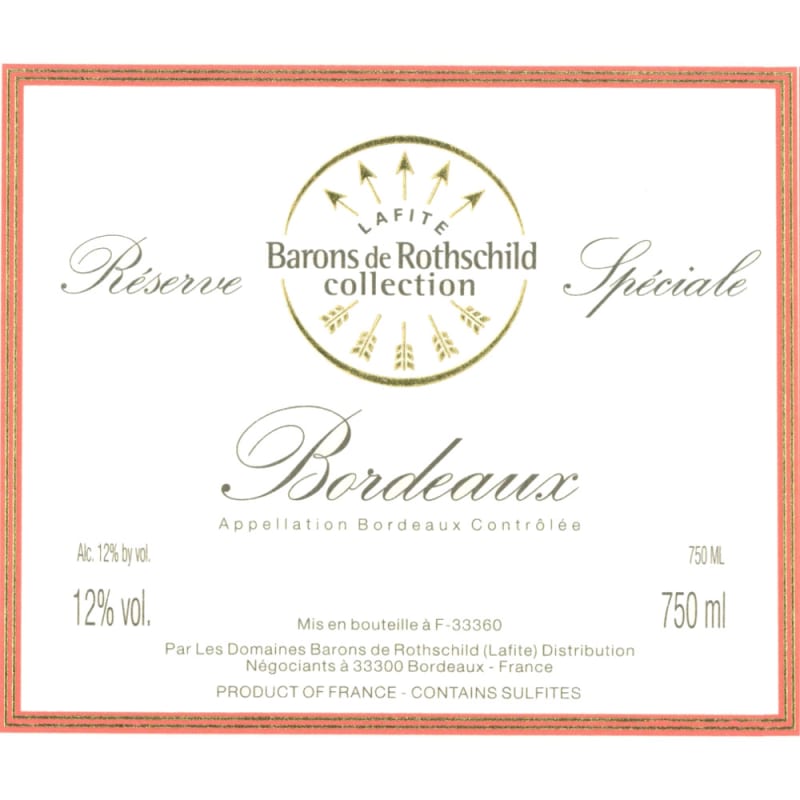 Domaines Barons de Rothschild Reserve Speciale Bordeaux Rouge 2009 Front Label