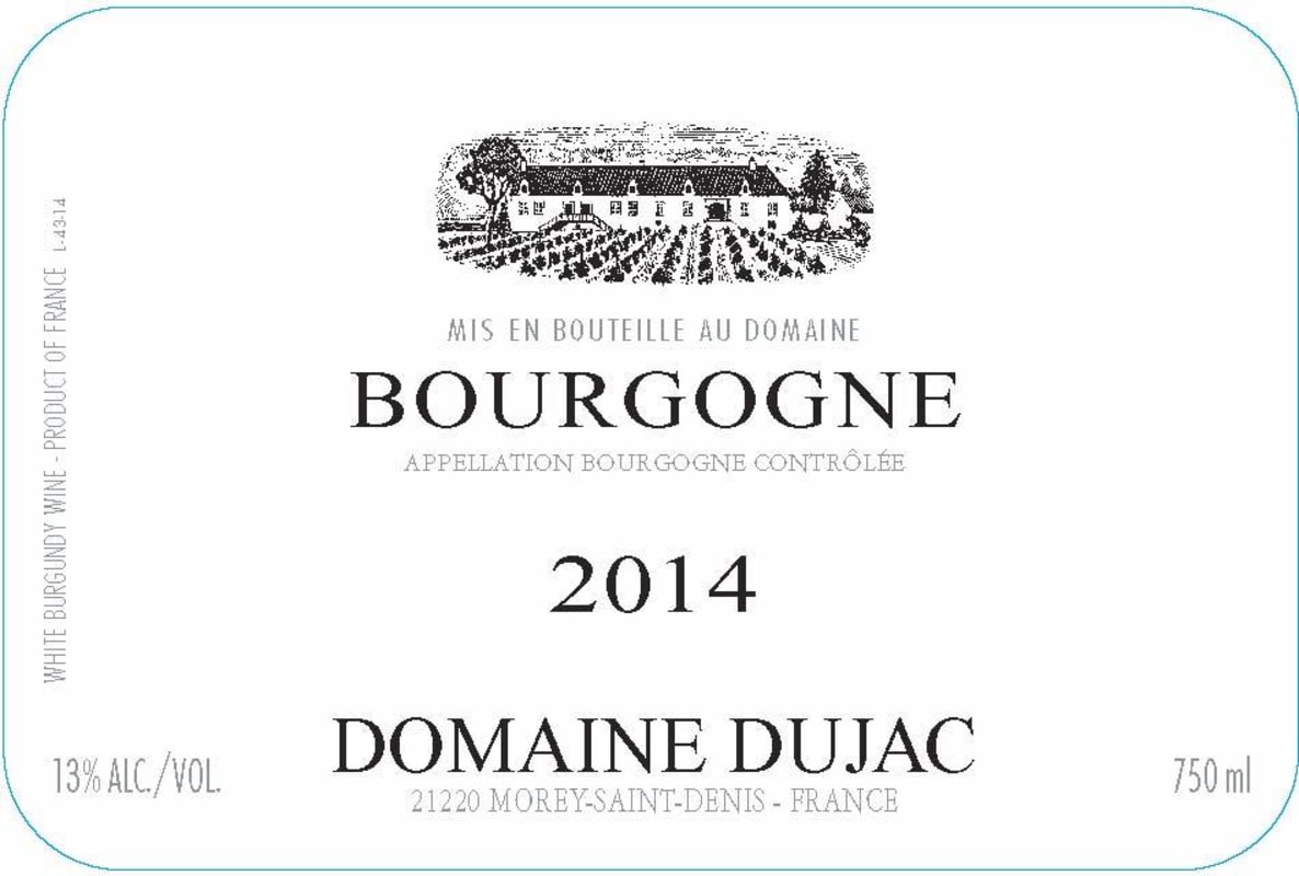 Domaine Dujac Bourgogne Blanc 2014 Front Label