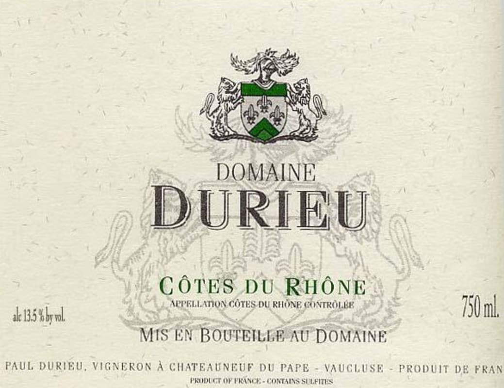 Domaine Durieu Cotes du Rhone Blanc 2006 Front Label