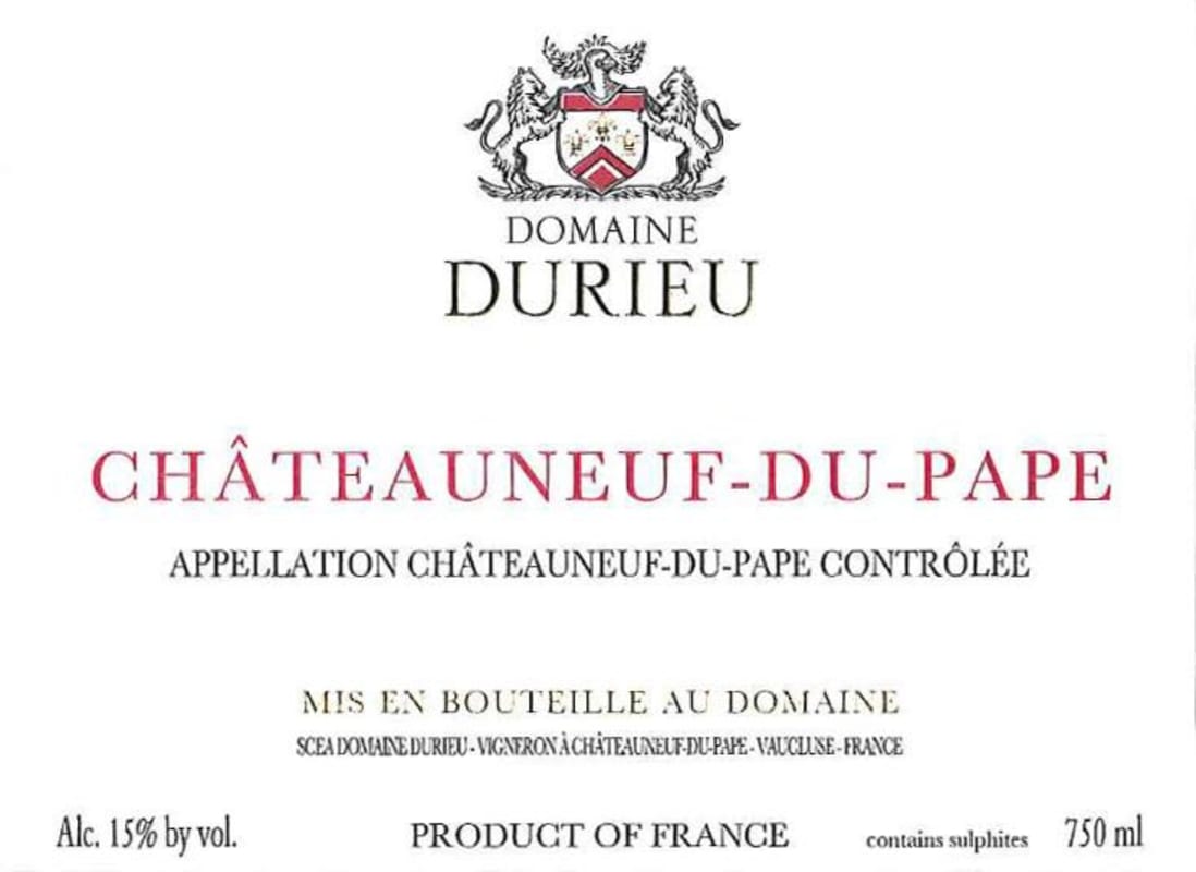 Domaine Durieu Chateauneuf-du-Pape 2013 Front Label