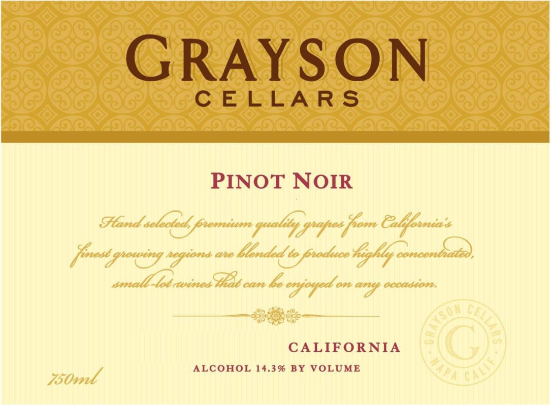 Grayson Cellars Pinot Noir 2011 Front Label