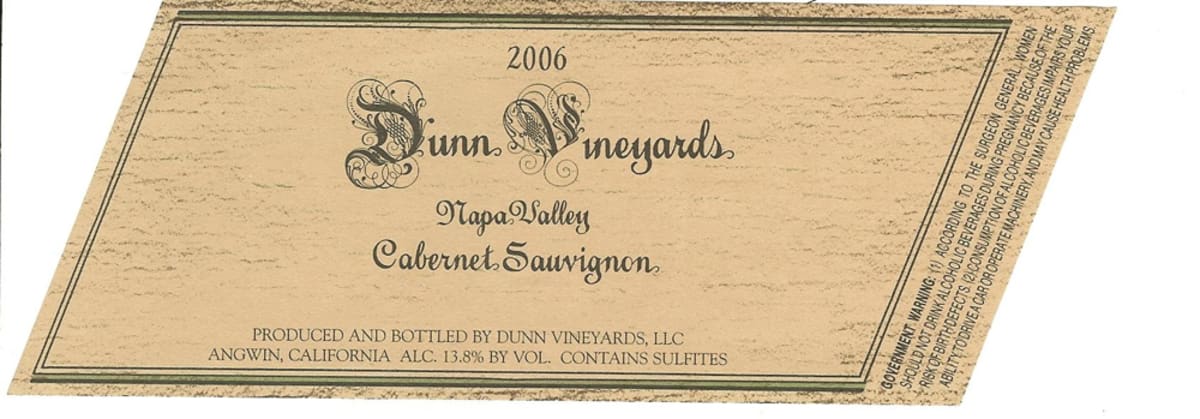 Dunn Napa Valley Cabernet Sauvignon 2006 Front Label