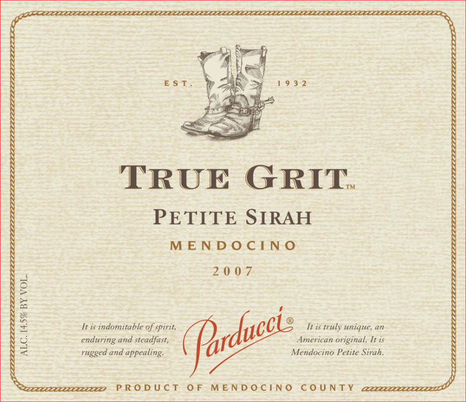 Parducci True Grit Reserve Petite Sirah 2007 Front Label