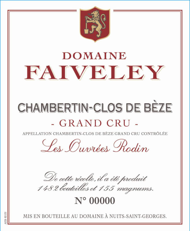 Faiveley Chambertin Clos Beze Les Ouvrees Rodin Grand Cru 2012 Front Label
