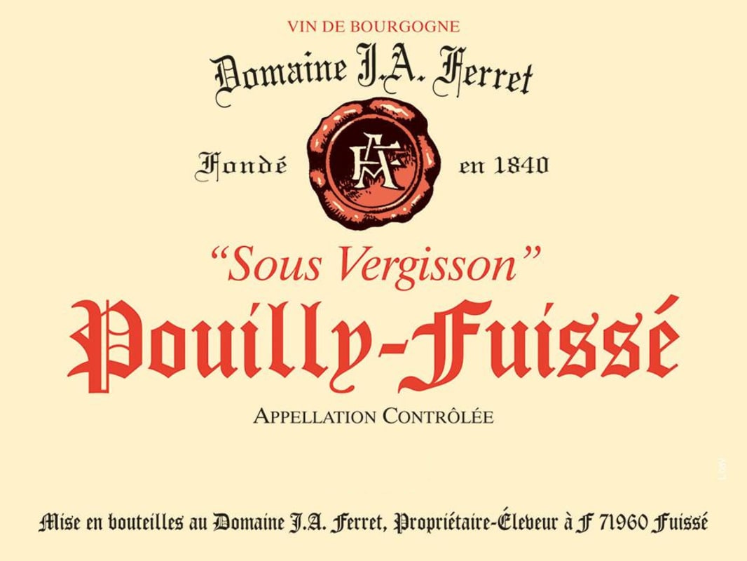 Domaine Ferret Pouilly-Fuisse Sous Vergisson 2010 Front Label