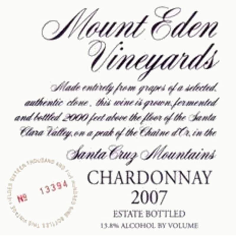 Mount Eden Vineyards Santa Cruz Mountains Chardonnay 2007 Front Label