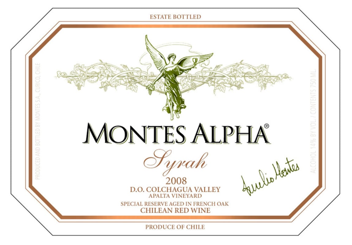 Montes Alpha Series Syrah 2008 Front Label