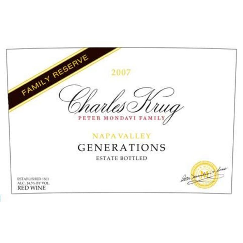 Charles Krug Family Reserve Generations 2007 Front Label