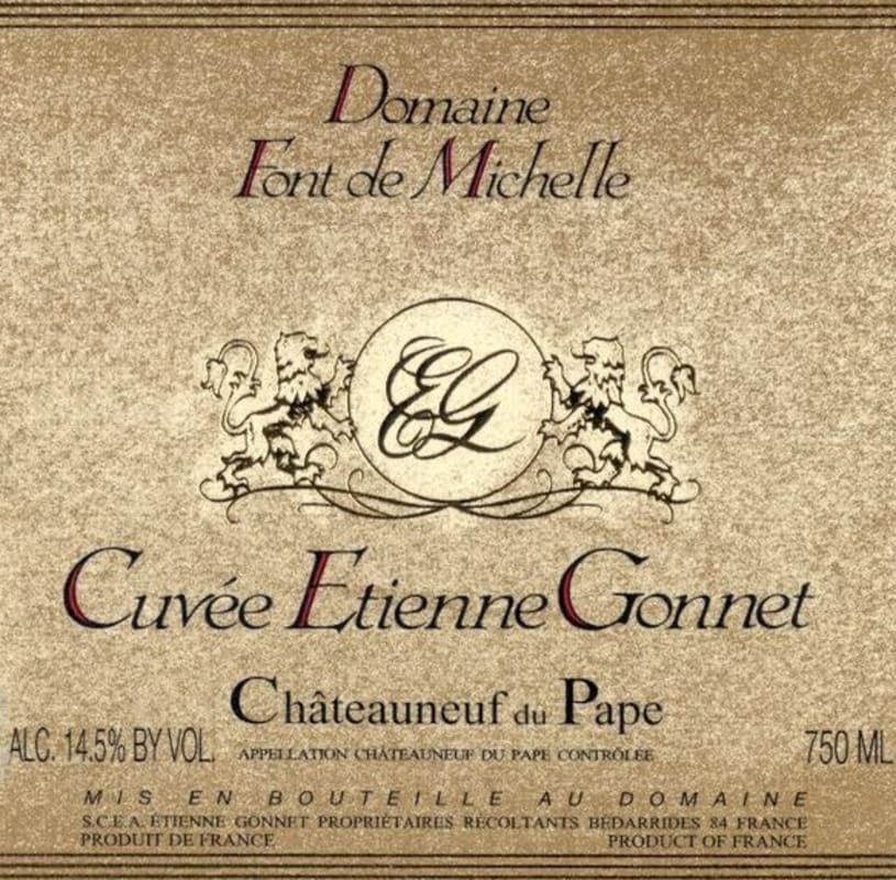 Domaine Font de Michelle Chateauneuf-du-Pape Cuvee Etienne Gonnet Blanc 2009 Front Label