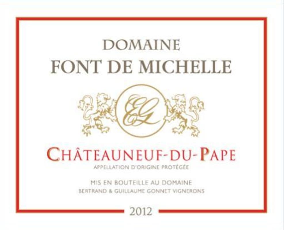 Domaine Font de Michelle Chateauneuf-du-Pape Blanc 2012 Front Label