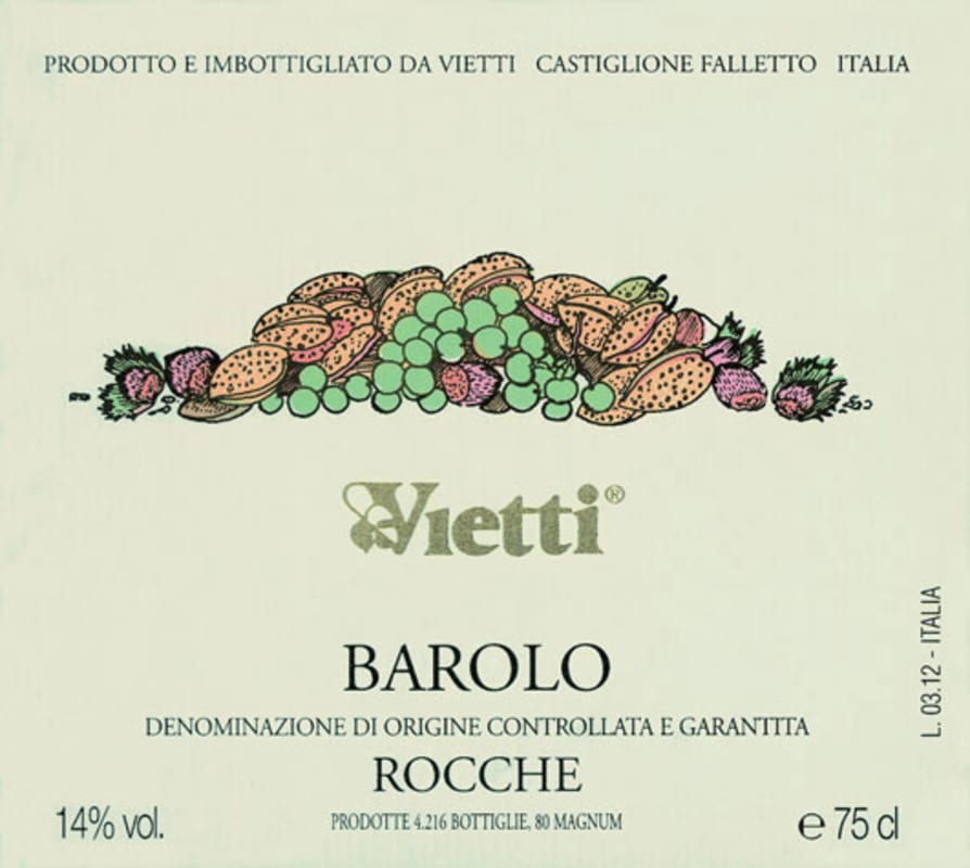 Vietti Barolo Rocche di Castiglione 2006 Front Label