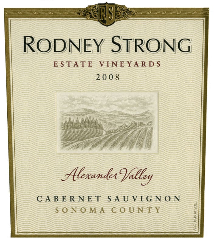 Rodney Strong Alexander Valley Estate Cabernet Sauvignon 2008 Front Label