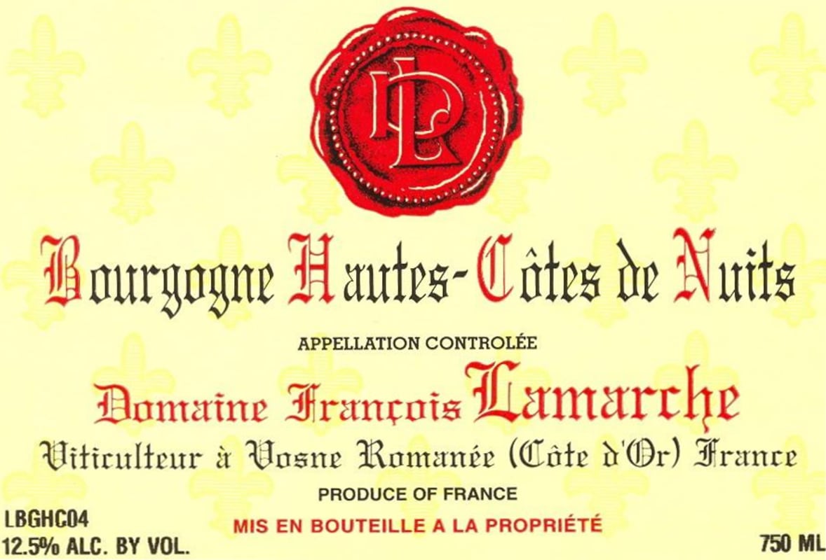 Francois Lamarche Hautes Cotes de Nuits 2010 Front Label