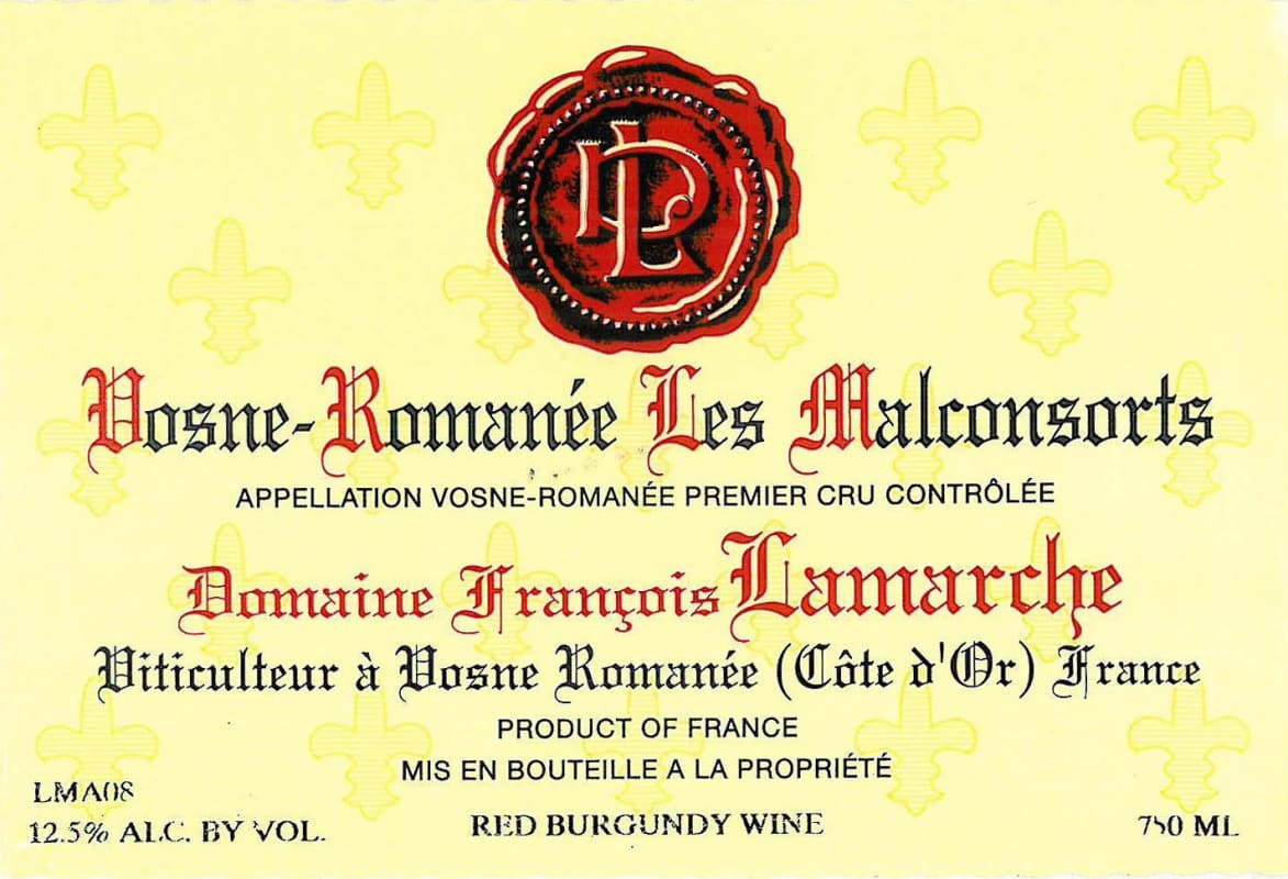 Francois Lamarche Vosne Romanee Les Malconsorts 2013 Front Label