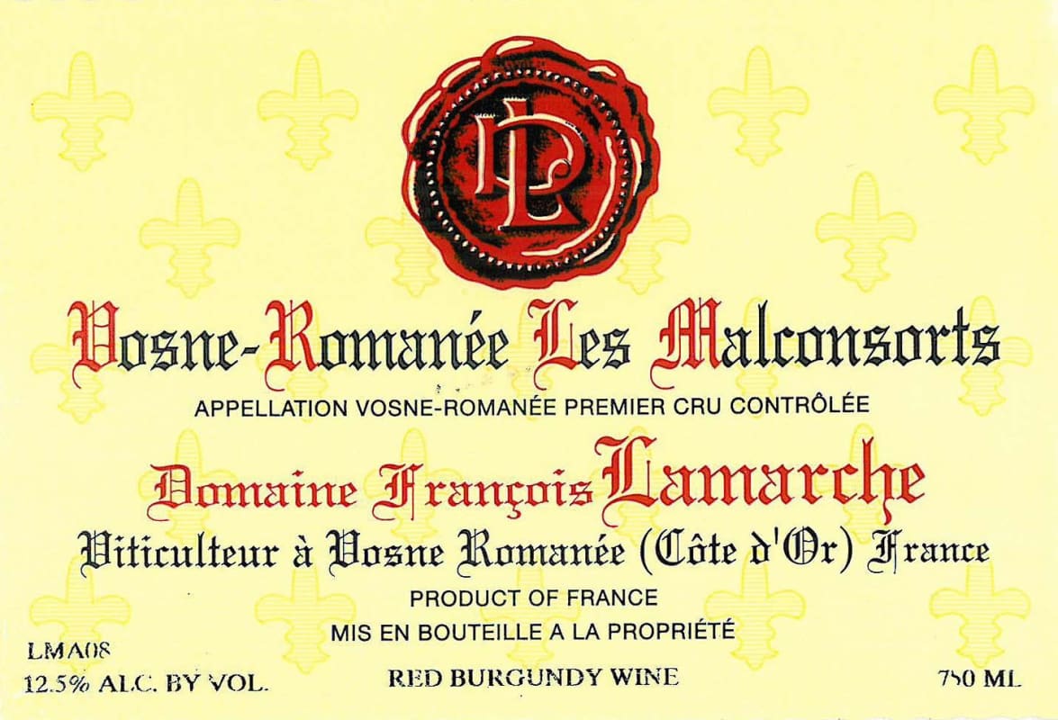Francois Lamarche Vosne Romanee Les Malconsorts 2012 Front Label