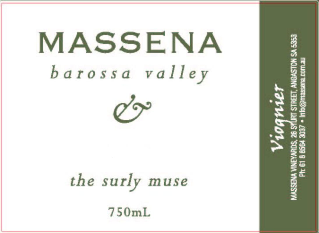 Massena The Surly Muse Viognier 2009 Front Label