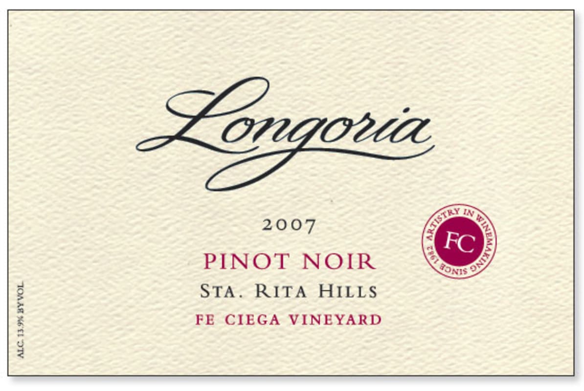 Longoria Fe Ciega Vineyard Pinot Noir 2007 Front Label