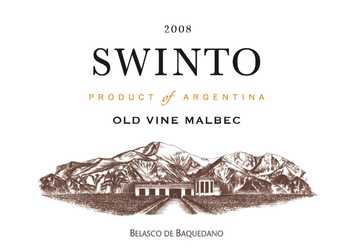 Belasco de Baquedano Swinto Malbec 2008 Front Label