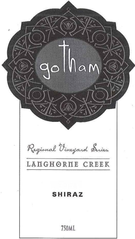 Gotham Langhhorne Creek Shiraz 2009 Front Label
